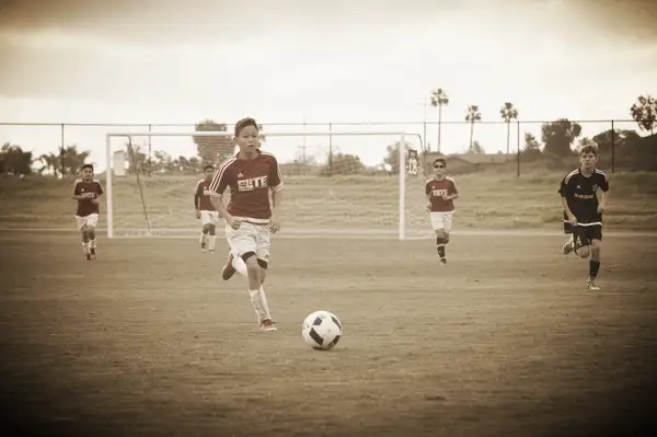 Youth soccer game action at Elite Soccer League